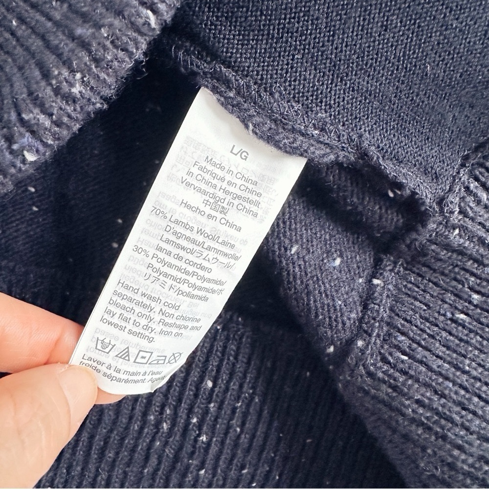 J.Crew Factory Men’s Navy Donegal Bomber Speckled Lamb’s Wool Cardigan - Picture 5 of 5